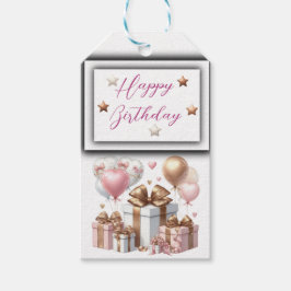 Niedlicher Teddybär mit Balloons und Geschenken Geschenkanhänger