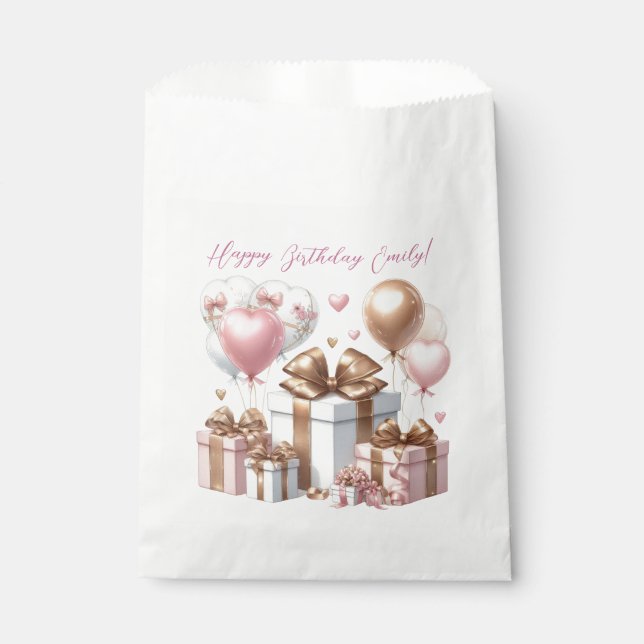 Niedlicher Teddybär mit Balloons und Geschenken Geschenktütchen (Vorderseite)