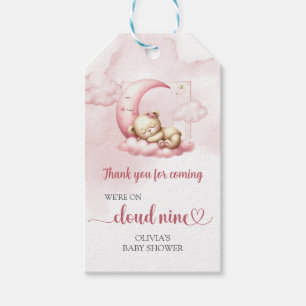 Niedlicher Teddybär mit blauer Rosa und neun Mädch Geschenkanhänger