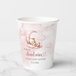Niedlicher Teddybär mit blauer Rosa und neun Mädch Pappbecher