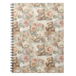niedlicher Teddybär mit Blume Notizblock