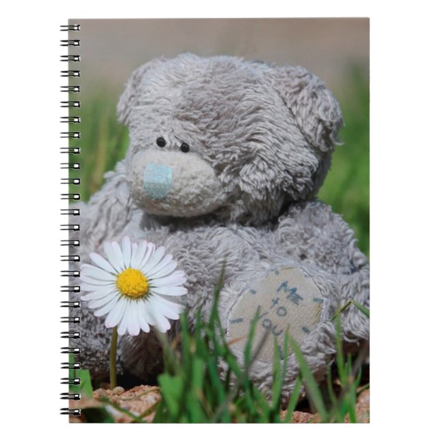 Niedlicher Teddybär mit Daisy Notizblock (Vorderseite)