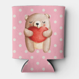 Niedlicher Teddybär mit einem roten Herz Dosenkühler