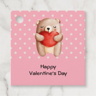 Niedlicher Teddybär mit einem roten Herz Geschenkanhänger