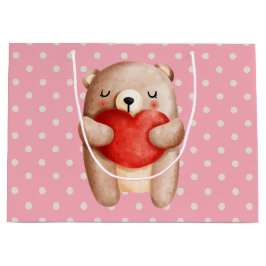 Niedlicher Teddybär mit einem roten Herz Große Geschenktüte