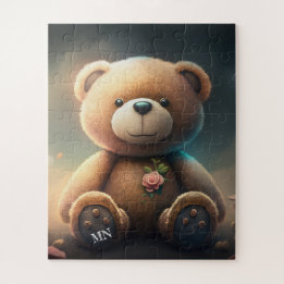 Niedlicher Teddybär mit rosa rosa Monogramm KI-Kun