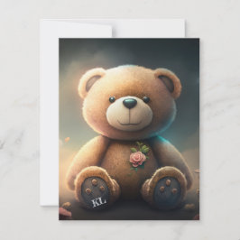 Niedlicher Teddybär mit rosa rosa Typografie KI Ar