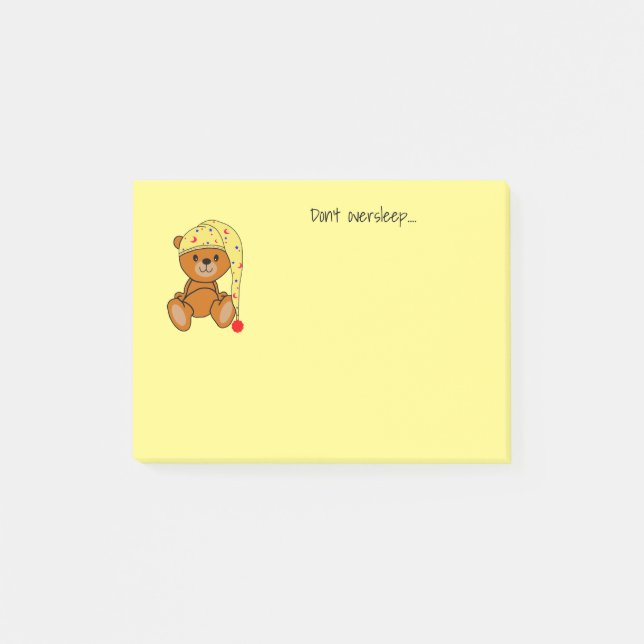 Niedlicher Teddybär mit Schlafkappe Post-it Klebezettel (Vorderseite)