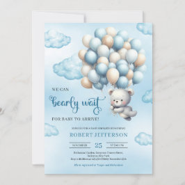 Niedlicher Teddybär mit Wasserfarbe und Ballons Einladung