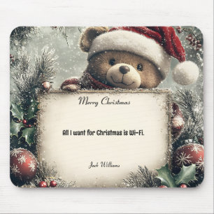 Niedlicher Teddybär mit Weihnachtsdekorationen - F Mousepad