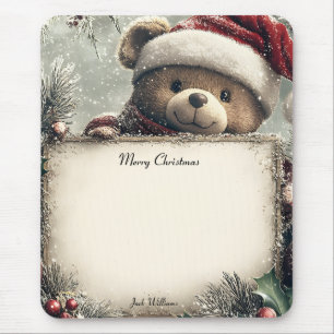Niedlicher Teddybär mit Weihnachtsdekorationen - F Mousepad