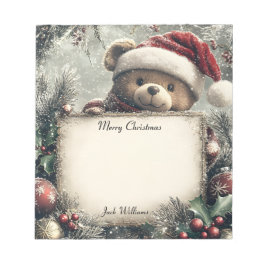 Niedlicher Teddybär mit Weihnachtsdekorationen - F Notizblock