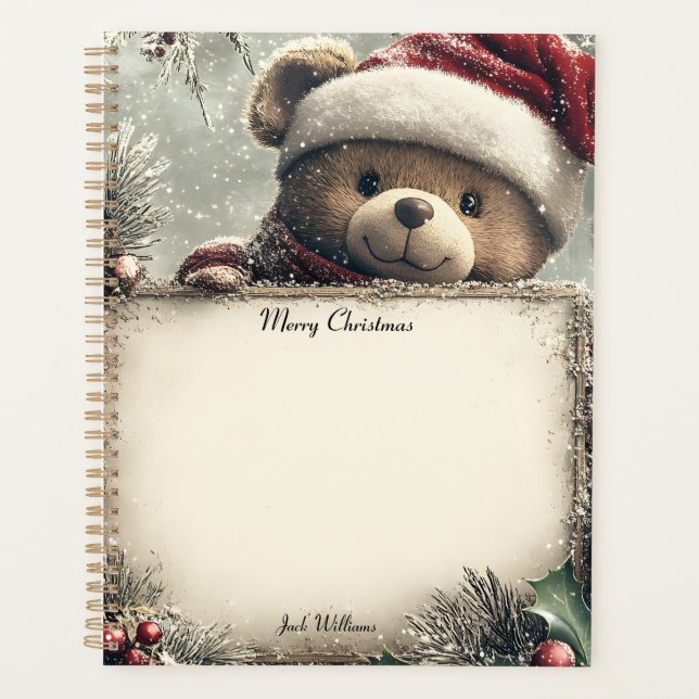 Niedlicher Teddybär mit Weihnachtsdekorationen - F Planer (Vorderseite)