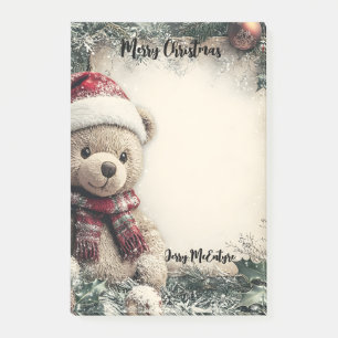 Niedlicher Teddybär mit Weihnachtsdekorationen - F Post-it Klebezettel