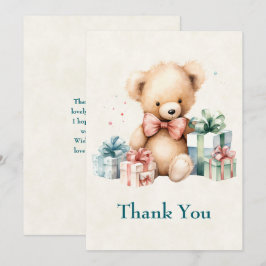 Niedlicher Teddybär mit Weihnachtsgeschenken Dankeskarte