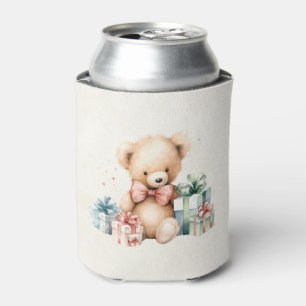 Niedlicher Teddybär mit Weihnachtsgeschenken Dosenkühler