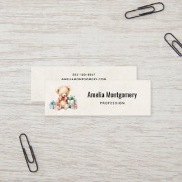 Niedlicher Teddybär mit Weihnachtsgeschenken Mini Visitenkarte