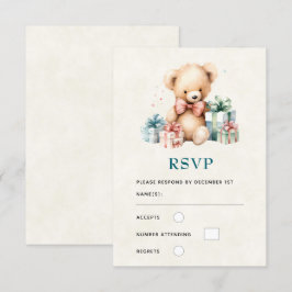 Niedlicher Teddybär mit Weihnachtsgeschenken RSVP Karte
