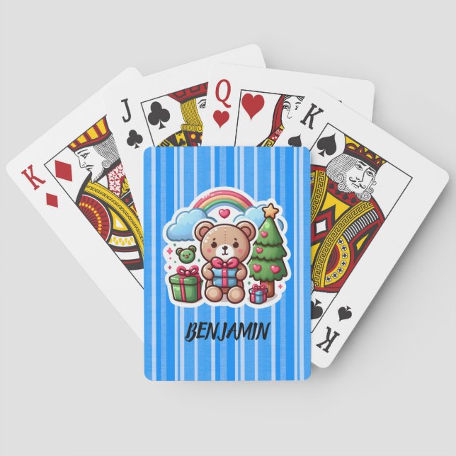 Niedlicher Teddybär Personalisierte Spielkarten (Rückseite)