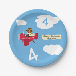Niedlicher Teddybär Pilot Individuelle Name und Al Pappteller