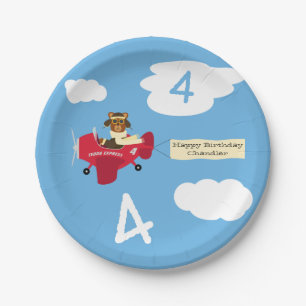 Niedlicher Teddybär Pilot Individuelle Name und Al Pappteller