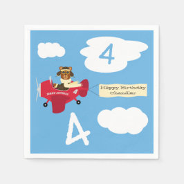 Niedlicher Teddybär Pilot Individuelle Name und Al Serviette
