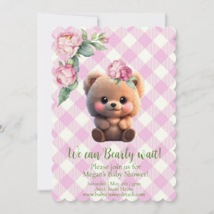 Niedlicher Teddybär Rosa Gingham Blütendusche