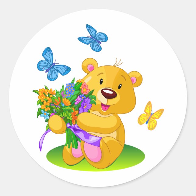 Niedlicher Teddybär Runder Aufkleber (Vorderseite)