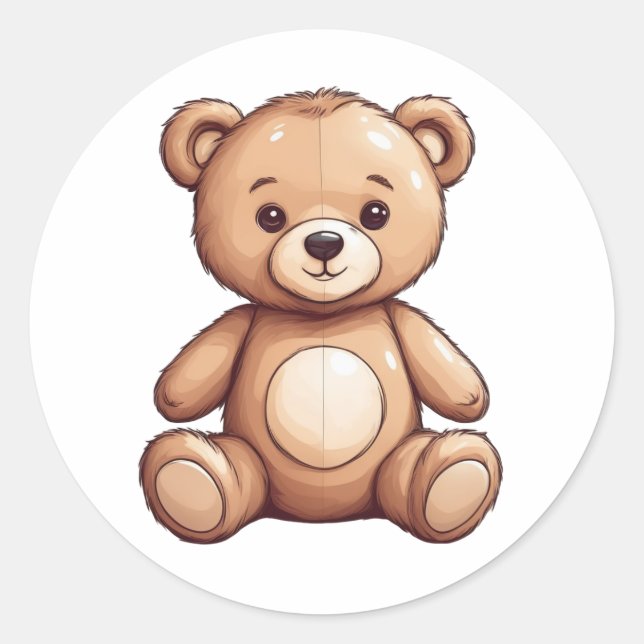 niedlicher Teddybär Runder Aufkleber (Vorderseite)