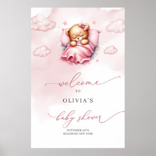 Niedlicher Teddybär über dem Cloud-Empfang Poster