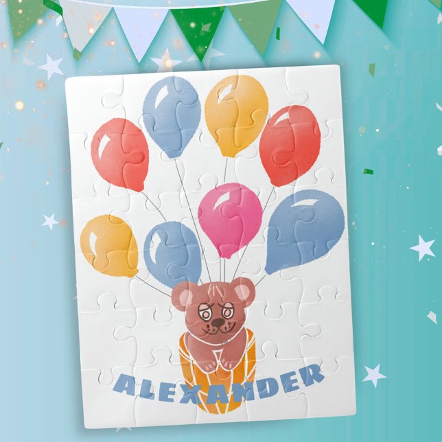 Niedlicher Teddybär und Balloons Name Kid (Von Creator hochgeladen)
