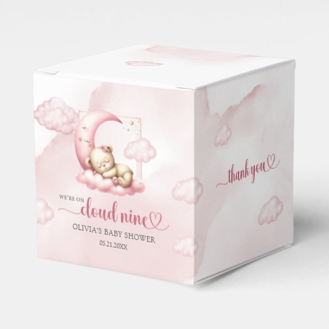 Niedlicher Teddybär Wolke neun pinkfarbene Mädchen Geschenkschachtel (Vorderseite)