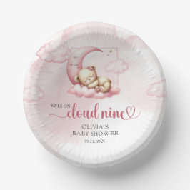 Niedlicher Teddybär Wolke neun pinkfarbene Mädchen Pappteller