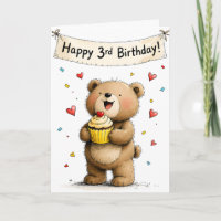 Niedlicher Teddybär zum dritten Geburtstag