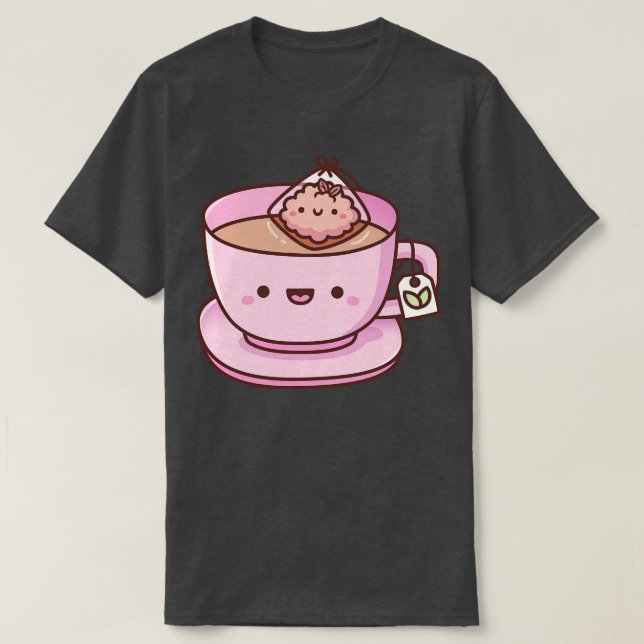 Niedlicher Teebag und Teacup Doodle T-Shirt (Design vorne)