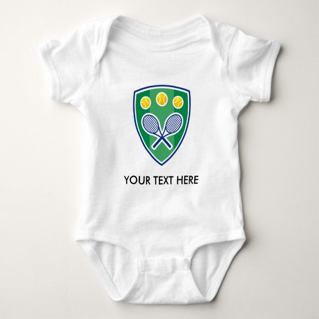 Niedlicher Tenniskinderanzug. Name oder Anführungs Baby Strampler (Vorderseite)