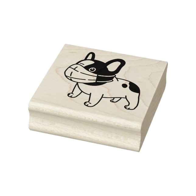 NIEDLICHER TERRIER TRAGEN EINE GESICHT MASK Holzku Gummistempel (Stempel)