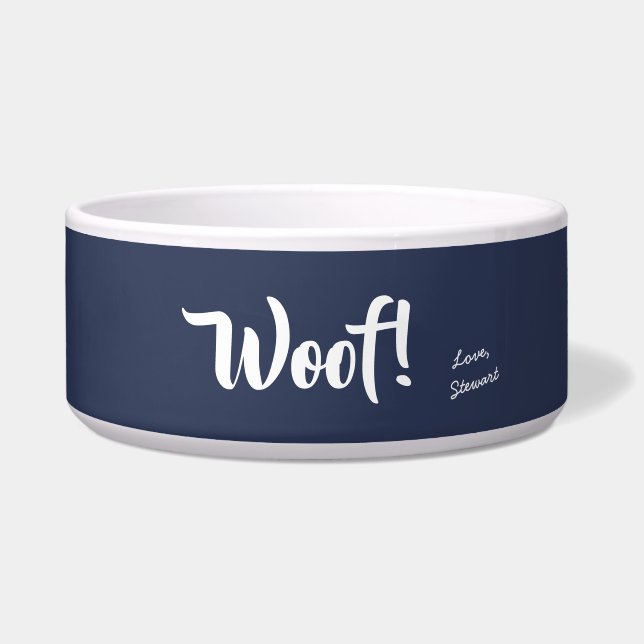Niedlicher Text Navy Blue & White Personalisiert P Napf (Vorderseite)