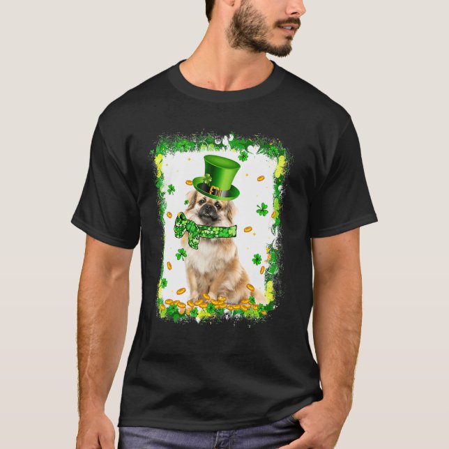 Niedlicher tibetischer Spaniel Dog St Patricks Day T-Shirt (Vorderseite)