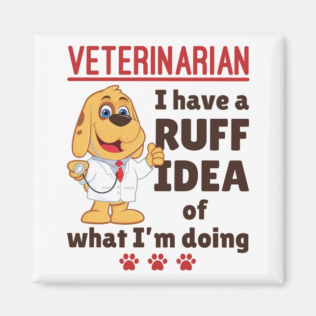 Niedlicher Tierarzt Dr. Dogtor Ruff Idee Magnet (Vorne)