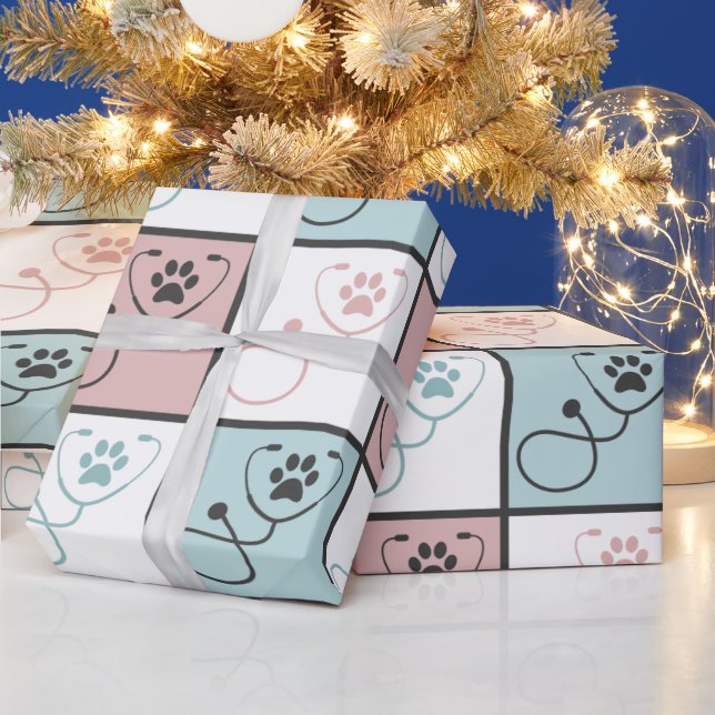 Niedlicher Tierarzt Geschenkpapier (Feiertage)