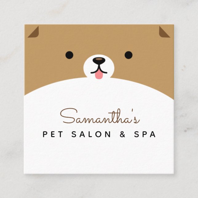 Niedlicher Tierarzt Hunde Salon & Wellness-Center Quadratische Visitenkarte (Vorderseite)