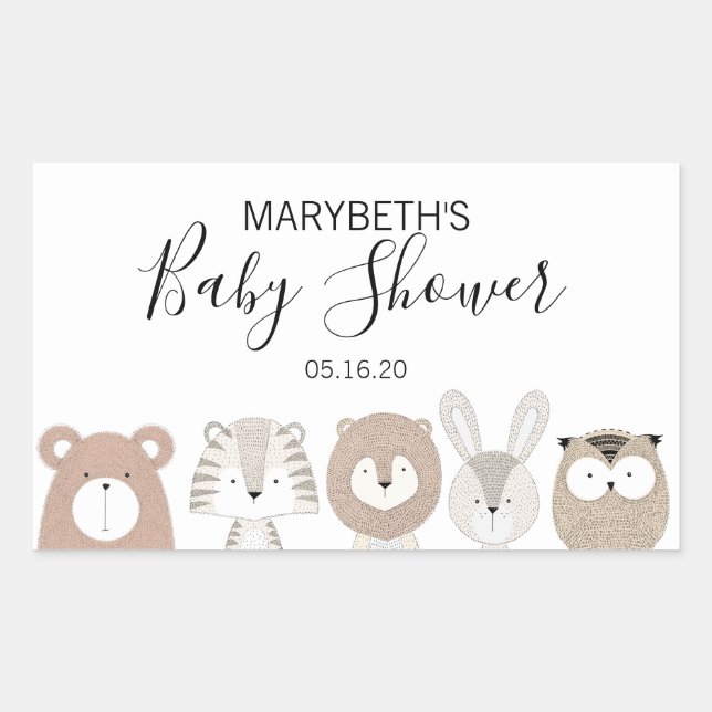 Niedlicher Tiere Babyduschkleber Rechteckiger Aufkleber (Vorderseite)