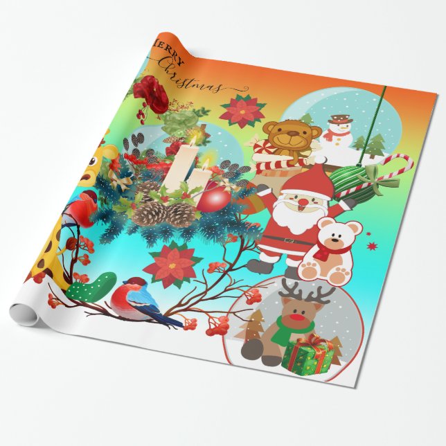 Niedlicher Tiere Farbiges Weihnachtswrapping Paper Geschenkpapier (Ungerollt)