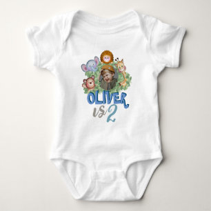 Niedlicher Tiere Foto Rahmen Thema Baby Strampler