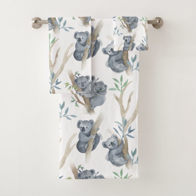 Niedlicher Tiere Koala auf Baum Badhandtuch Set (Insitu)