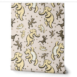 Niedlicher Tiere tanzen Beige Creme Kinderzimmer Tapete