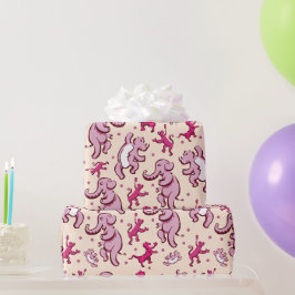Niedlicher Tiere tanzen rosa Muster Geschenkpapier