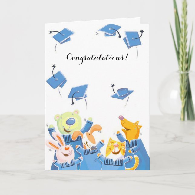 Niedlicher Tiere verdecken Abschluss mit anpassbar Karte (Vorderseite)