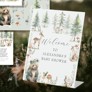 Niedlicher Tiere Waldbärenbär Hirschdusche Sockelschild